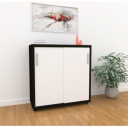 Matelpro Armoire de bureau portes coulissantes H 74 cm Proline Blanc, gris clair, beige, graphite, noir, acacia, épicéa gris ou chêne naturel