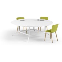 Matel5 Table de réunion ronde Salamanque Blanc polaire, gris, érable, hêtre, chêne, chêne hera, chêne amazone et noyer
