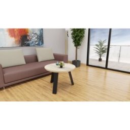 Restoflex Table basse ronde métal et bois Jocelyne Mango ou noir