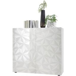 Balias Home Buffet haut 2 portes design laqué Andreasse Blanc ou gris