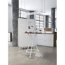 Leaderburo Table haute ronde de réunion avec repose-pieds Yaelle Graphite, blanc, gris, hêtre, chêne moyen, acacia clair, acacia foncé, chêne veiné ou chêne grisé