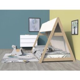 Lit cabane tipi enfant épicéa massif Indiana Marron