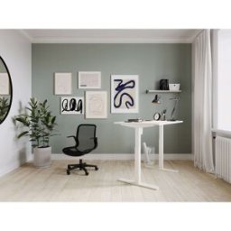 Mateol Bureau droit individuel assis-debout électrique Fusion Blanc neige, noir velours, érable blanc, chêne clair et chêne brunswick