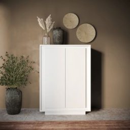 Balias Home Buffet haut moderne laqué blanc mat Rosine Blanc laqué mat