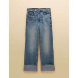 Joules Joules High Waisted Mid Blue Wide Leg Turn Up Jeans