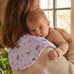 BB & Co Bavoir 2 en 1 (poncho et épaule) gaze de coton et bambou clairière et Mocha