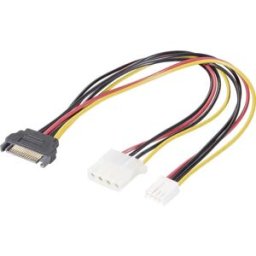 Câble Y Renkforce alimentation [1x Alimentation SATA mâle 15 pôles - 1x Alimentation IDE femelle 4 pôles, Floppy mâle 4 pôles] 0.20 m noir, rouge, jaune