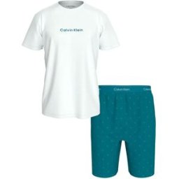 Calvin Klein Pyjama à Manches Courtes Lv00nm2900 Classic White Top / Diamond Logo Br XL Homme