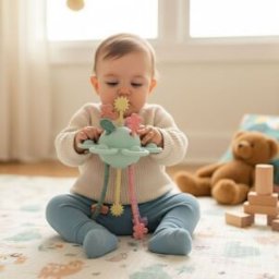 Little L Jouet d'éveil et de dentition en silicone Jardin Sensoriel