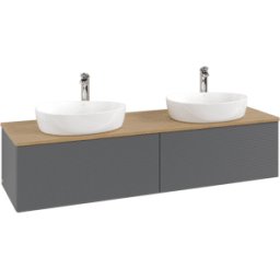 Villeroy und Boch Meuble vasque Villeroy & Boch Antao L39151GK 160 x 36 x 50 cm, percé pour robinetterie, plan vasque couleur chêne miel, laque anthracite mate