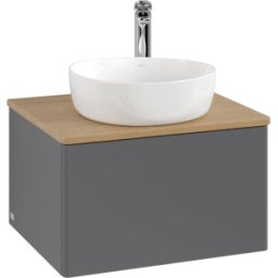 Villeroy und Boch Meuble vasque Villeroy & Boch Antao K29051GK 60 x 36 x 50 cm, percé pour robinetterie, plan vasque couleur chêne miel, laque anthracite mate