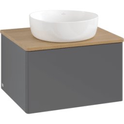 Villeroy und Boch Meuble vasque Villeroy & Boch Antao K29011GK 60 x 36 x 50 cm, plan vasque couleur chêne miel, laque anthracite mate