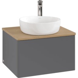 Villeroy und Boch Meuble vasque Villeroy & Boch Antao L29051GK 60 x 36 x 50 cm, percé pour robinetterie, plan vasque couleur chêne miel, laque anthracite mate