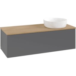 Villeroy und Boch Meuble vasque Villeroy & Boch Antao L34011GK avec éclairage, 120 x 36 x 50 cm, plan vasque couleur chêne miel, laque anthracite mate