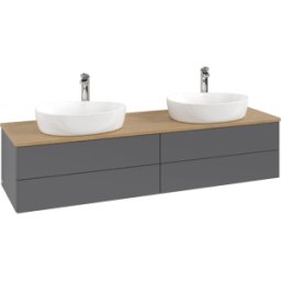 Villeroy und Boch Meuble vasque Villeroy & Boch Antao L28051GK 160 x 36 x 50 cm, percé pour robinetterie, plan vasque couleur chêne miel, laque anthracite mate