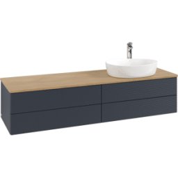 Villeroy und Boch Meuble vasque Villeroy & Boch Antao K27151HG 160 x 36 x 50 cm, percé pour robinetterie, plan vasque couleur chêne miel, laque mate bleu nuit