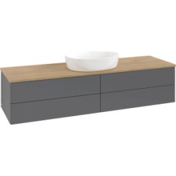 Villeroy und Boch Meuble vasque Villeroy & Boch Antao L25011GK 160 x 36 x 50 cm, plan vasque couleur chêne miel, laque anthracite mate