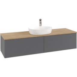 Villeroy und Boch Meuble vasque Villeroy & Boch Antao L36151GK 160 x 36 x 50 cm, percé pour robinetterie, plan vasque couleur chêne miel, laque anthracite mate
