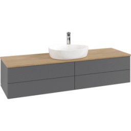 Villeroy und Boch Meuble vasque Villeroy & Boch Antao L25151GK 160 x 36 x 50 cm, percé pour robinetterie, plan vasque couleur chêne miel, laque anthracite mate