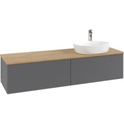 Villeroy und Boch Meuble vasque Villeroy & Boch Antao L38151GK 160 x 36 x 50 cm, percé pour robinetterie, plan vasque couleur chêne miel, laque anthracite mate