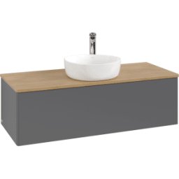 Villeroy und Boch Meuble vasque Villeroy & Boch Antao L32051GK avec éclairage, 120 x 36 x 50 cm, percé pour robinetterie, plan vasque couleur chêne miel, laque anthracite mate