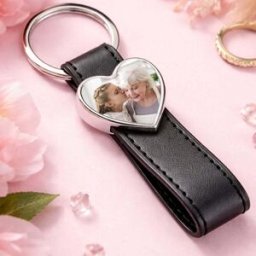 Ocadeau Porte clé cuir long coeur