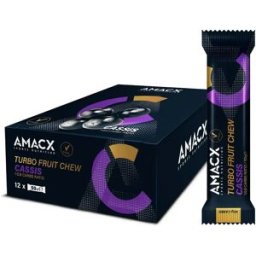 Amacx Boîte De Barres énergétiques à Mâcher Trubo Fruit Cassis 50g 12 Unités