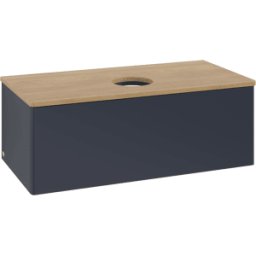 Villeroy und Boch Meuble vasque Villeroy & Boch Antao K31011HG 100 x 36 x 50 cm, plan vasque couleur chêne miel, laque mate bleu nuit