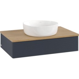 Villeroy und Boch Meuble vasque Villeroy & Boch Antao K08111HG 80 x 19 x 50 cm, plan vasque couleur chêne miel, laque mate bleu nuit