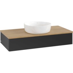 Villeroy und Boch Meuble vasque Villeroy & Boch Antao K09011PD 100 x 19 x 50 cm, plan vasque couleur chêne miel, laque noire mate