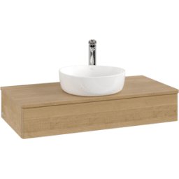 Villeroy und Boch Meuble vasque Villeroy & Boch Antao L09051HN avec éclairage, 1 tiroir, 1000 x 190 x 500 mm, façade lisse, chêne miel / chêne miel