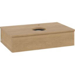 Villeroy und Boch Meuble vasque Villeroy & Boch Antao K08151HN 80 x 19 x 50 cm, percé pour robinetterie, plan vasque couleur chêne miel, chêne miel