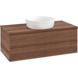 Villeroy und Boch Meuble vasque Villeroy & Boch Antao L20112HM avec éclairage et finition texturée, 100 x 36 x 50 cm, plan vasque couleur noyer chaud, noyer chaud