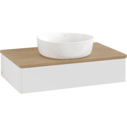 Villeroy und Boch Meuble vasque Villeroy & Boch Antao K08011GF 80 x 19 x 50 cm, plan vasque couleur chêne miel, laque blanche brillante