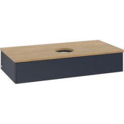 Villeroy und Boch Meuble vasque Villeroy & Boch Antao K09011HG 100 x 19 x 50 cm, plan vasque couleur chêne miel, laque mate bleu nuit