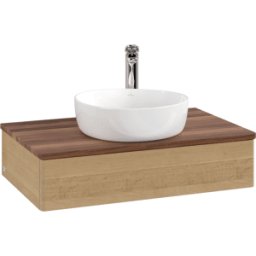 Villeroy und Boch Meuble vasque Villeroy & Boch Antao K08052HN 80 x 19 x 50 cm, percé pour robinetterie, plan vasque couleur noyer chaud, chêne miel