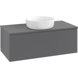 Villeroy und Boch Meuble vasque Villeroy & Boch Antao L31150GK avec éclairage, 1 tiroir, 1000 x 360 x 500 mm, façade texturée, laque anthracite mate.