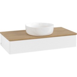 Villeroy und Boch Meuble vasque Villeroy & Boch Antao K09111MT 100 x 19 x 50 cm, plan vasque couleur chêne miel, laque blanche mate