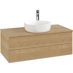 Villeroy und Boch Meuble vasque Villeroy & Boch Antao L20051HN avec éclairage, 100 x 36 x 50 cm, percé pour robinetterie, plan vasque couleur chêne miel.