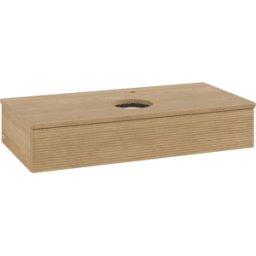 Villeroy und Boch Meuble vasque Villeroy & Boch Antao L09151HN avec éclairage, 1 tiroir, 1000 x 190 x 500 mm, façade texturée, Chêne Miel / Chêne Miel