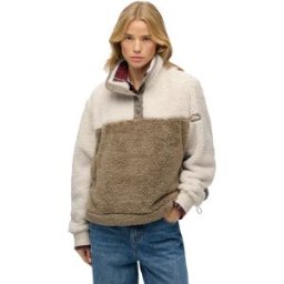 Superdry Pull Super Soft Mash Up Henley Winter Twig Beige XL Femme
