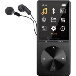 Denver Lecteur MP3 / MP4 - Bluetooth - USB - Shuffle - jusqu'à 128 Go - Ecouteurs inclus - Enregistreur vocal - Dicataphone - MP1820 - Noir