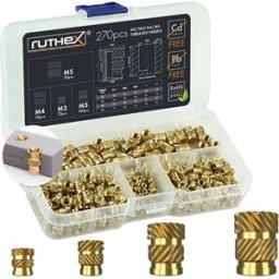 Ruthex Jeu D´inserts Filetés M2/m3/m4/m5 Assortment Box-270pcs Gold One Size unisex