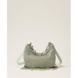 Twinset Sac « Mini Croissant » en strass avec franges