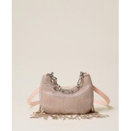 Twinset Sac « Mini Croissant » en strass avec franges
