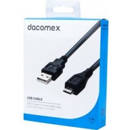 DACOMEX Cordon USB 2.0 Type-A - micro USB B noir - 1 m