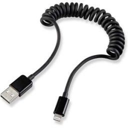 Renkforce Câble USB USB 2.0 USB-A mâle, Connecteur Lightning 0.95 m noir câble spiralé RF4087422