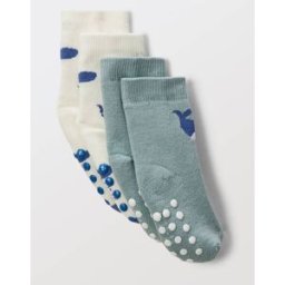 BOUT'CHOU Lot de 2 paires de chaussettes antidérapante imprimées en coton BIO GOTS 19-22