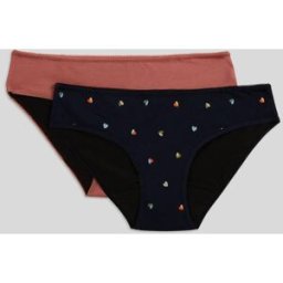 MONOPRIX Lot de 2 culottes menstruelles imprimée et unie contenant du coton BIO 42-44