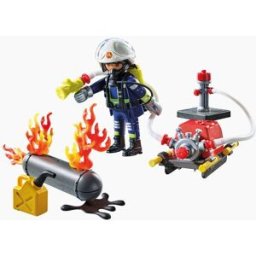 Playmobil 71826 - Pompier pompe à eau et réservoir enflammé Unique
